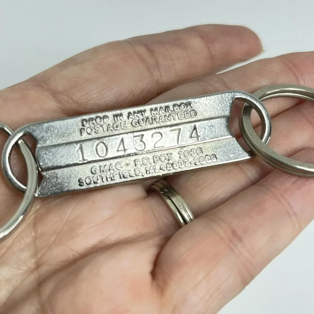 GMAC Keychain Double Key Ring General Motors Mailbox Return Automobile ID Number